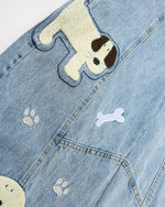 復古拼接小狗長褲