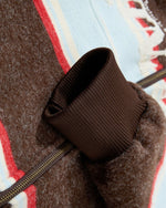 Fur-trimmed hooded color-blocked coat