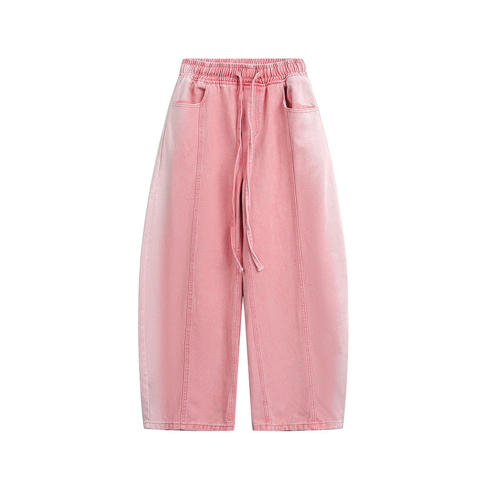 拼接撞色寬鬆牛仔褲