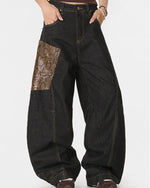 Panelled wide-leg trousers