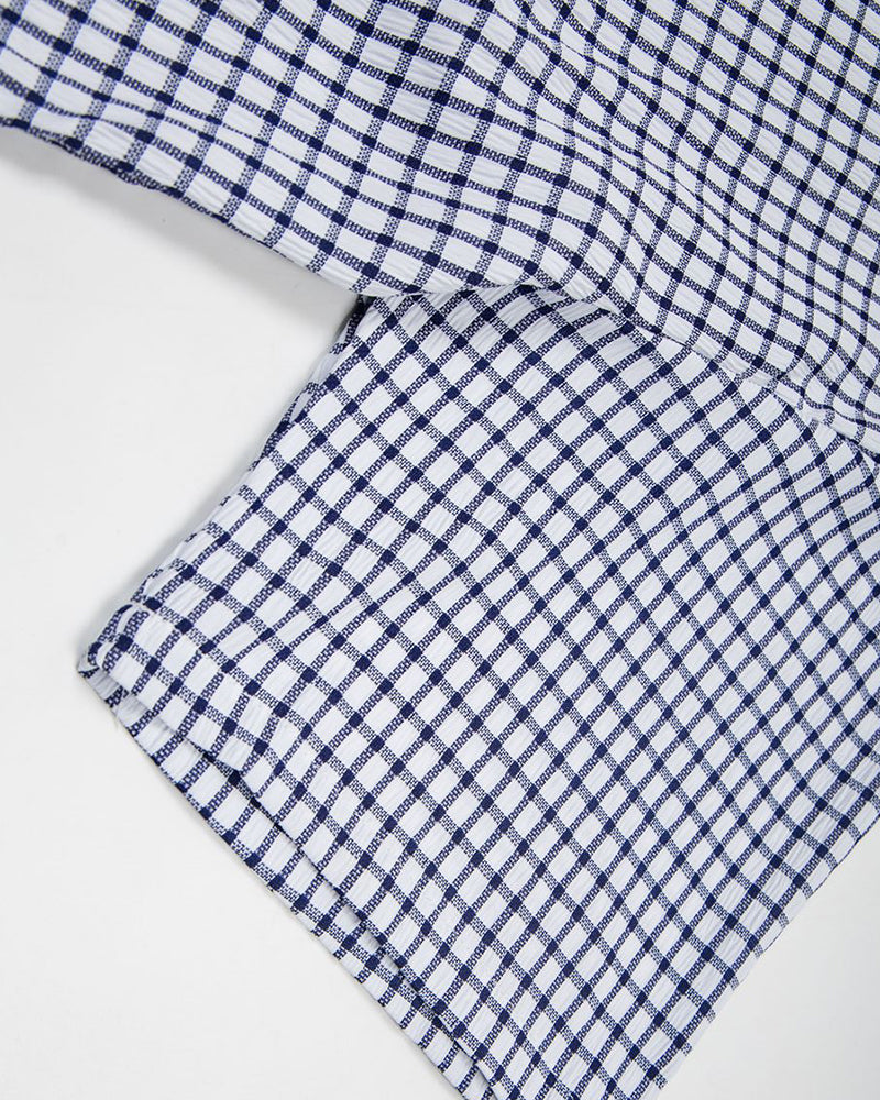 格紋貓咪短袖襯衫