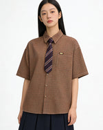 簡約格紋短袖襯衫
