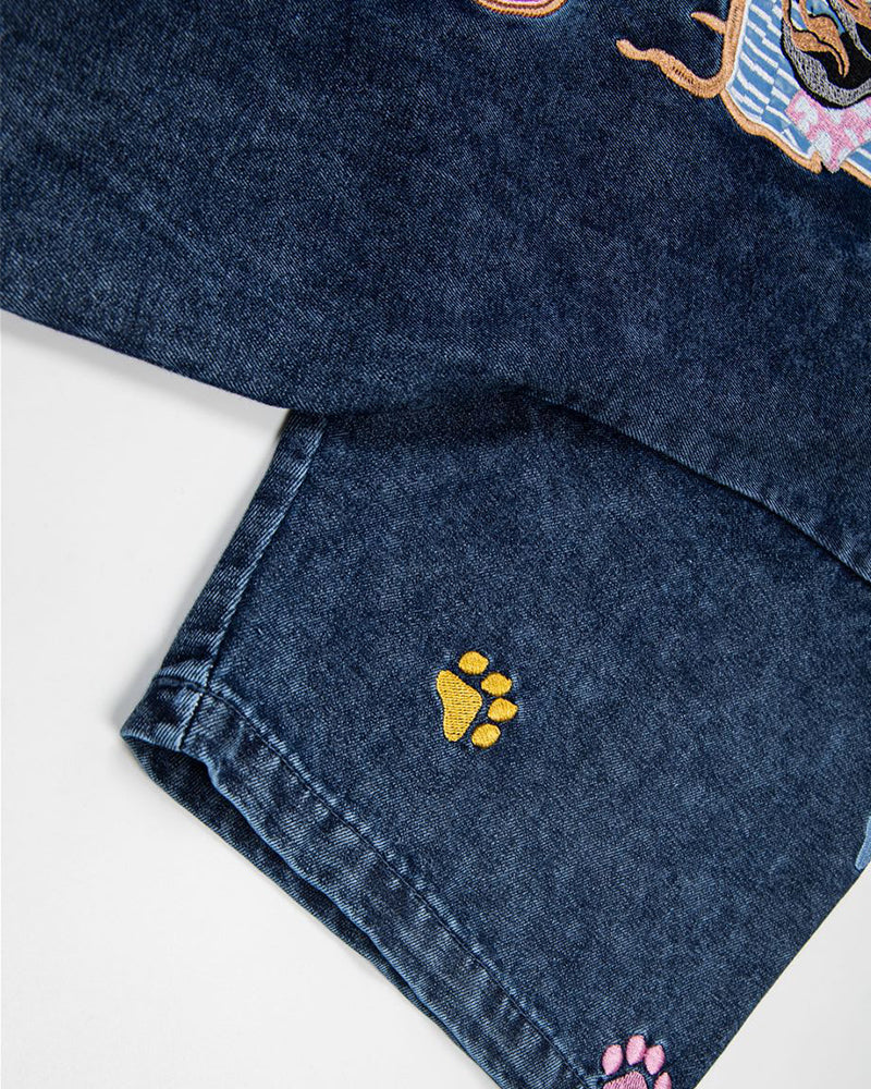 狗狗刺綉牛仔襯衫