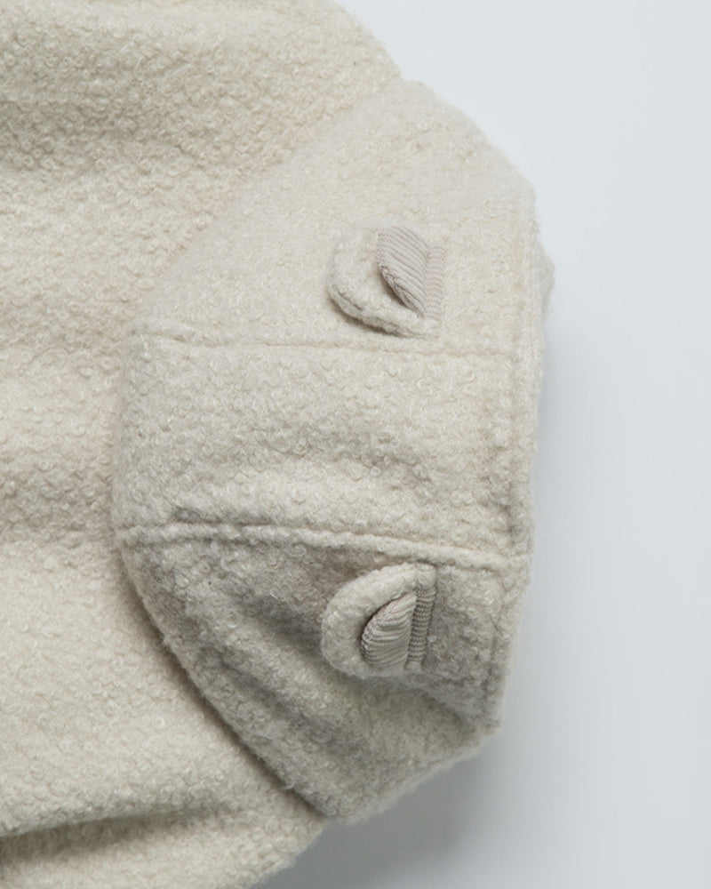 울 플리스 후드 코튼 코트