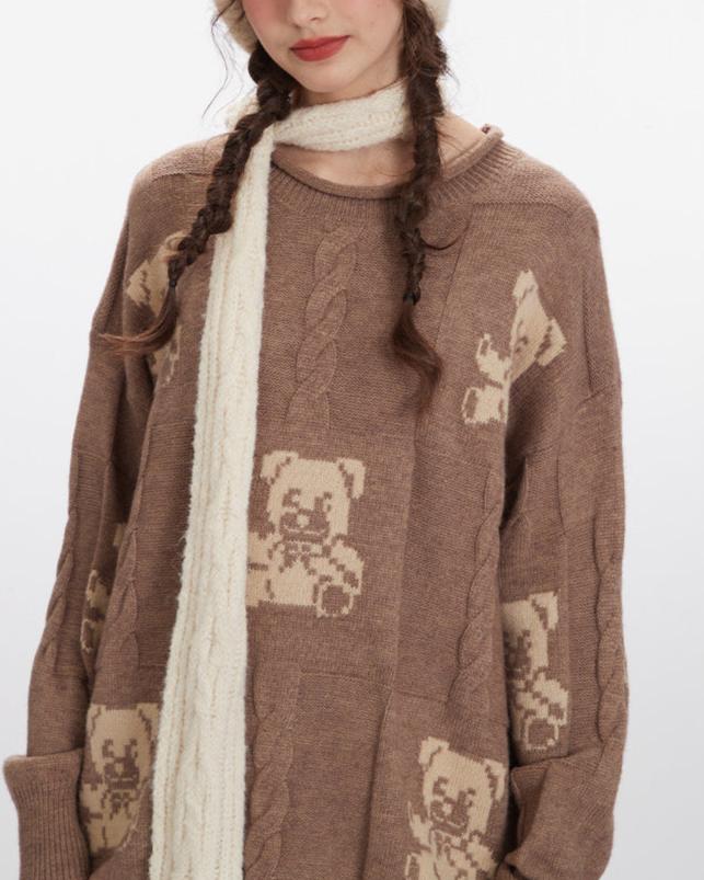 Retro Bear Versatile Sweater