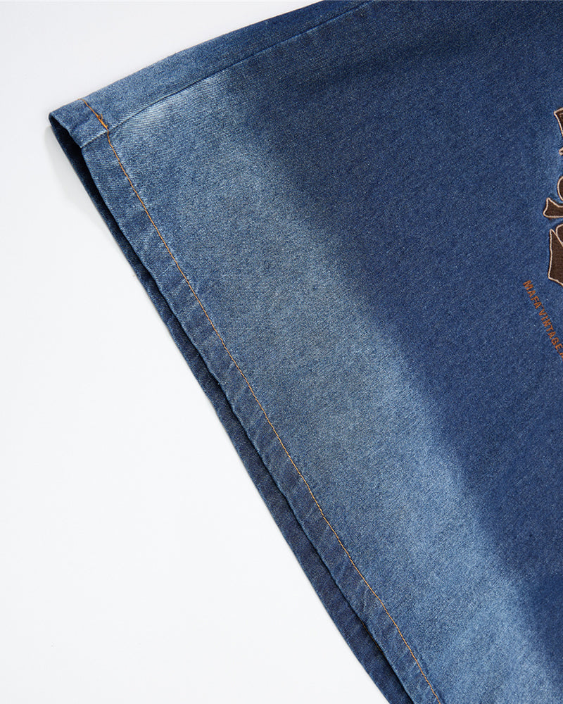 漸變牛仔水洗短袖