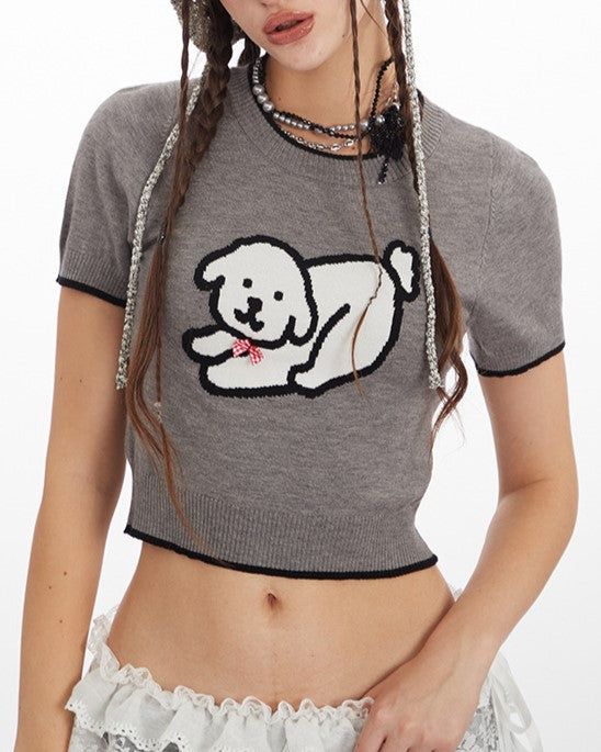 Puppy short sleeve crew neck