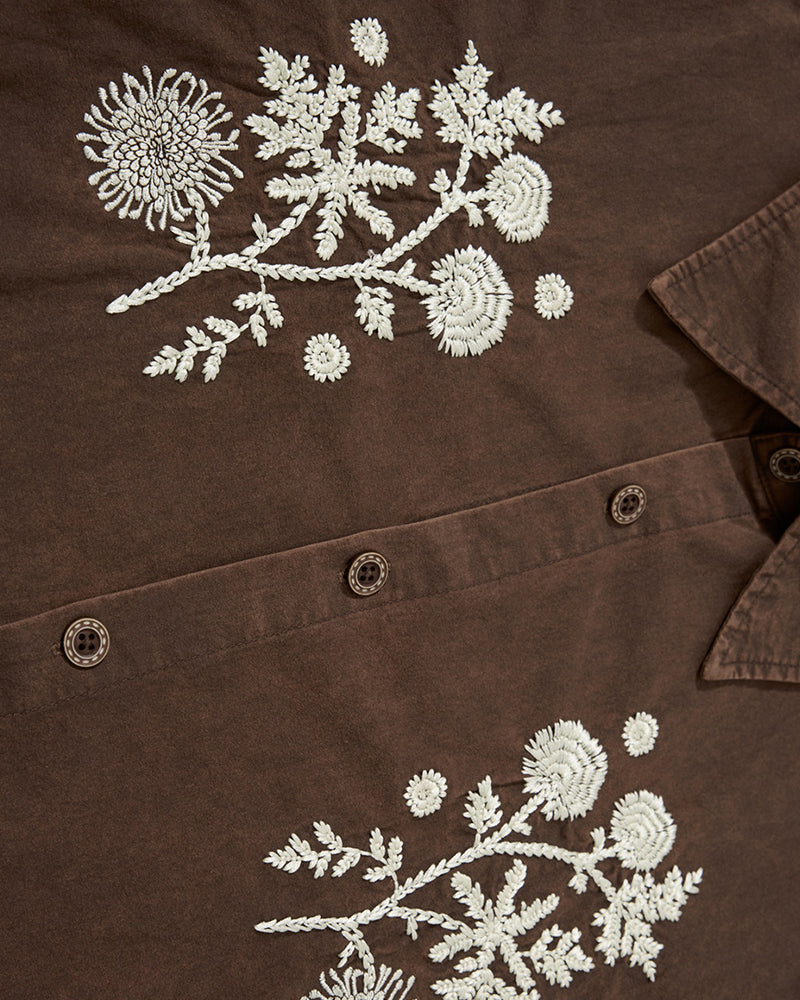 Floral Embroidered Long-Sleeved Shirt