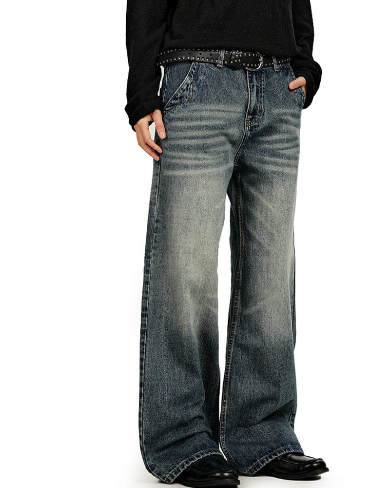 디스트레스드 스트레이트 레그 팬츠