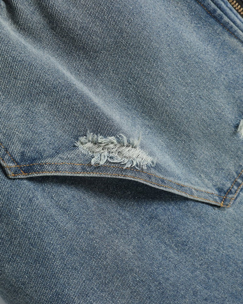 Patchwork cotton-padded denim jacket