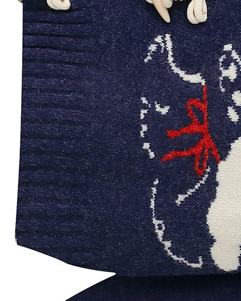 V넥 자카드 스웨터