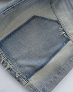 워시드 패널 데님 반바지