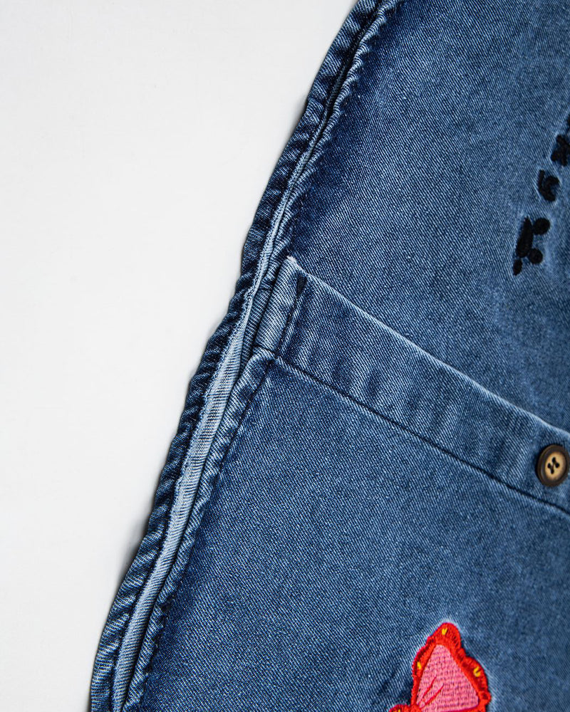 復古撞色短袖襯衫