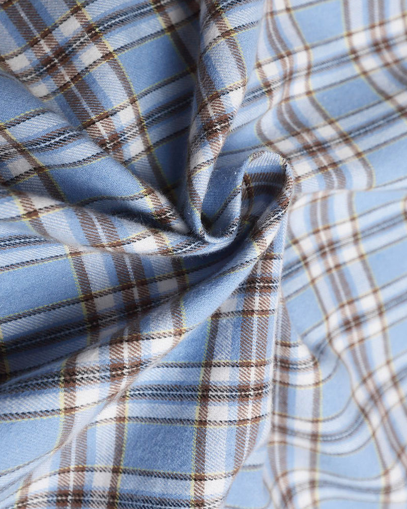 컬러블록 플레드 자수 셔츠