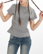 Simple pleated short sleeves