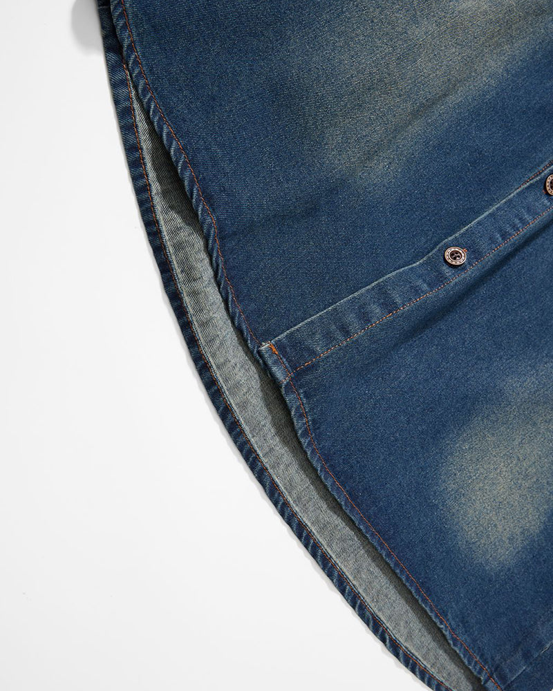 Distressed washed casual jacket