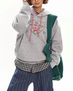 Heart embroidered hooded sweatshirt