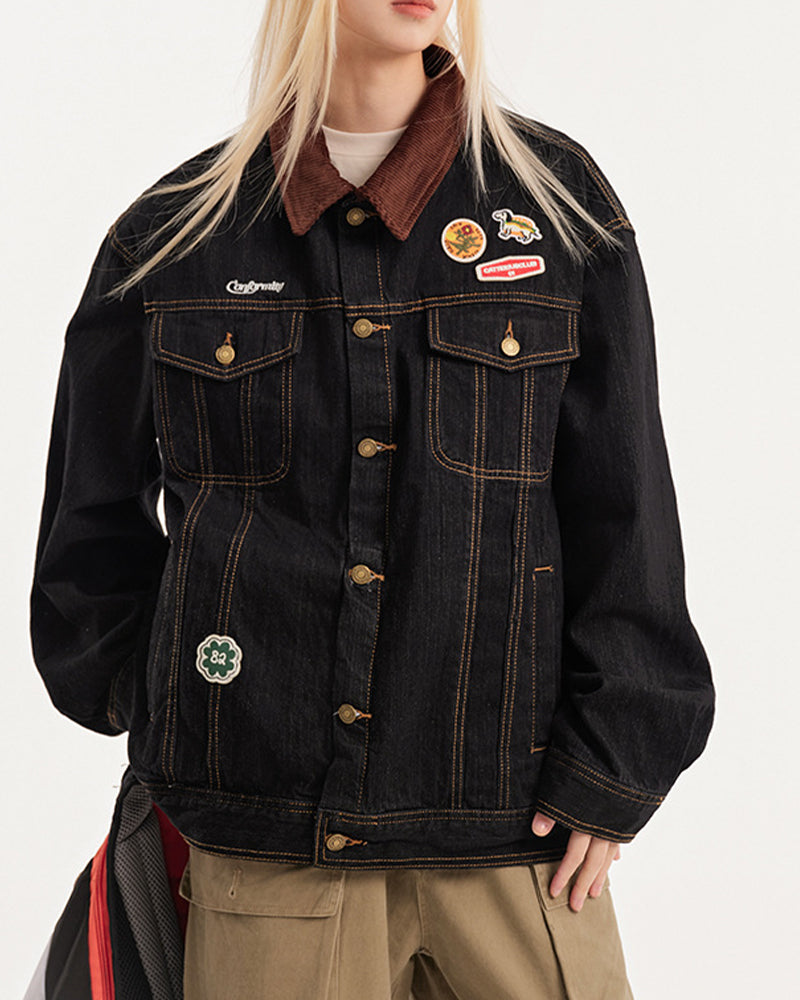 Denim jacket with multiple pockets