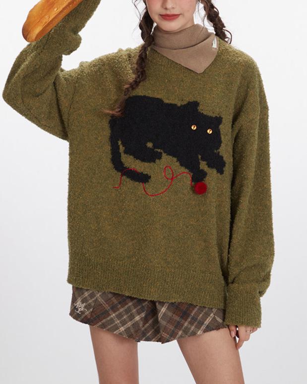 Cute cat casual sweater