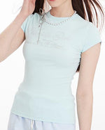 Slim-fit versatile printed short sleeves