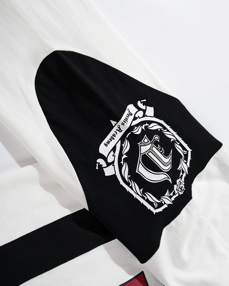 배색 캐주얼 긴팔