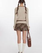 Embroidered striped crew neck sweater (women's style)