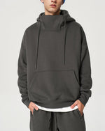 Retro half turtleneck hooded sweatshirt