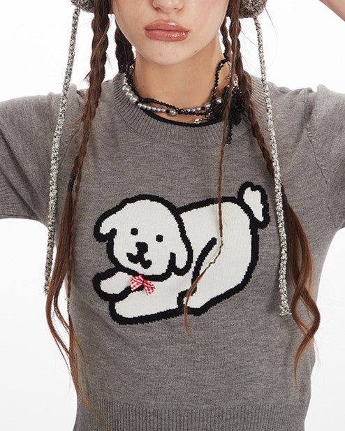 Puppy short sleeve crew neck