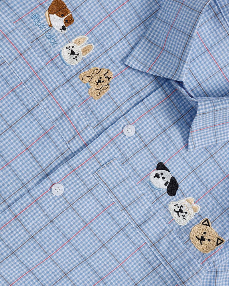 復古格紋短袖襯衫