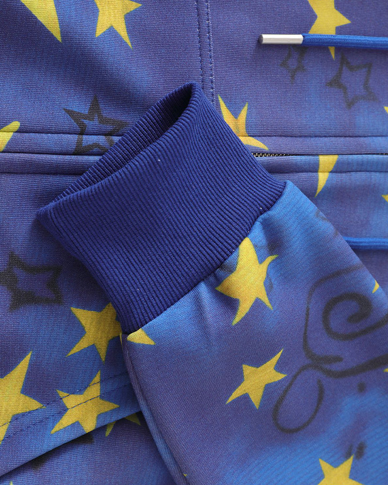 Star-patterned hooded casual jacket
