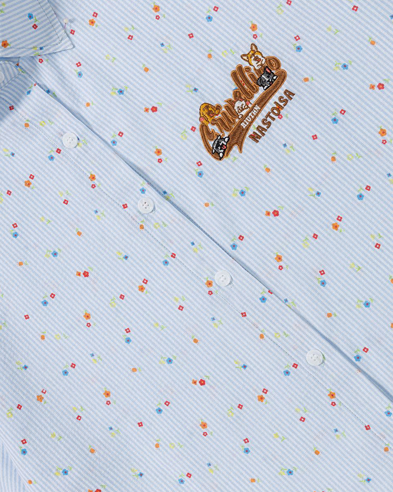 卡通刺綉短袖襯衫