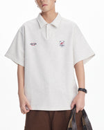 Retro solid color polo short sleeve