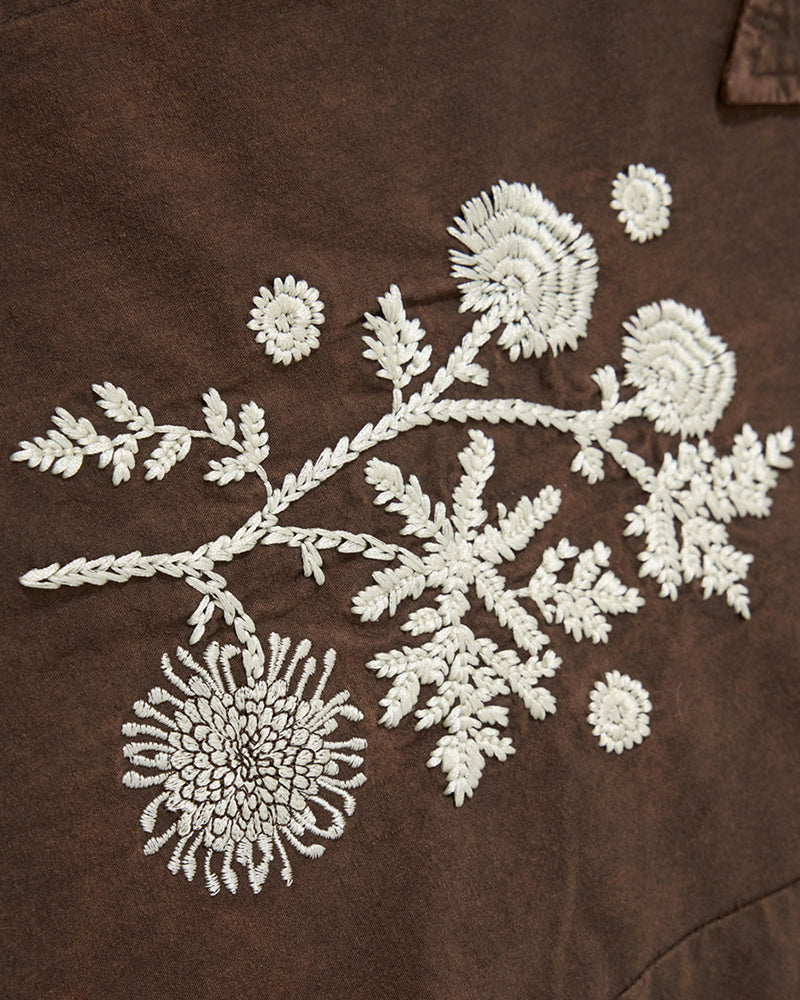 Floral Embroidered Long-Sleeved Shirt