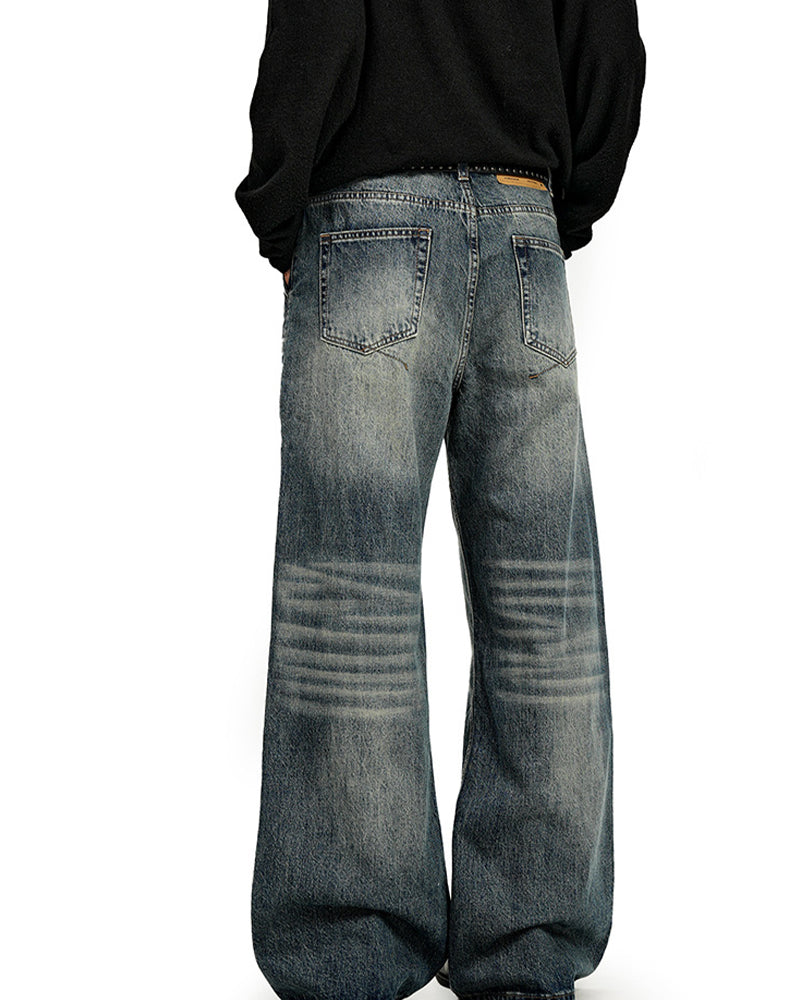 디스트레스드 스트레이트 레그 팬츠