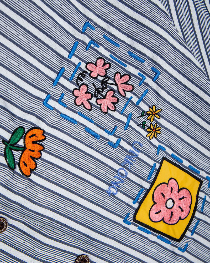 撞色條紋短袖襯衫