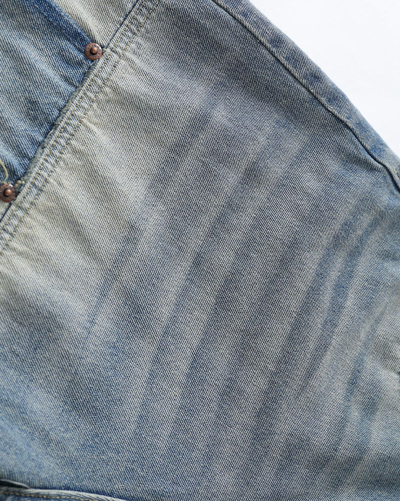 Washed panel denim shorts