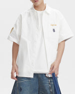 Badge embroidered short-sleeved shirt