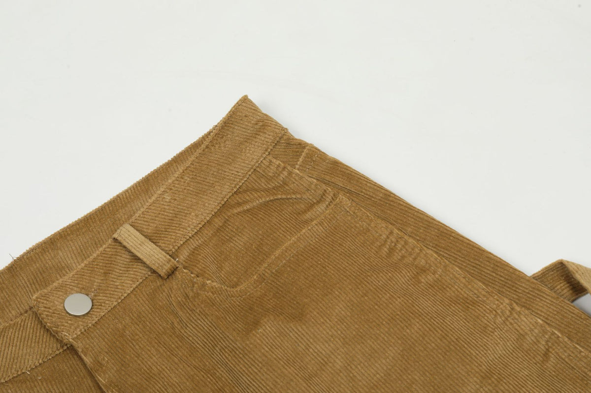 American retro corduroy midi shorts