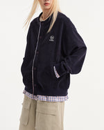 復古格子拼接假兩件開衫