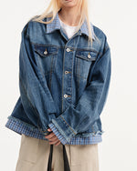 Retro plaid patchwork jacket