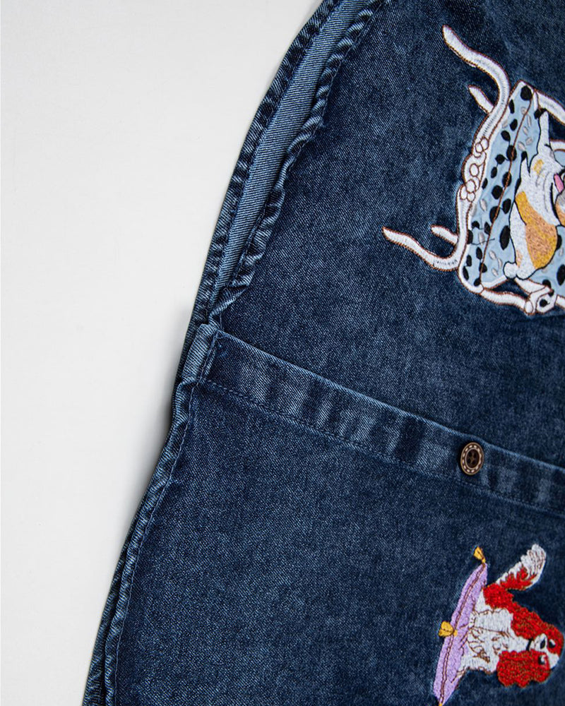 狗狗刺綉牛仔襯衫