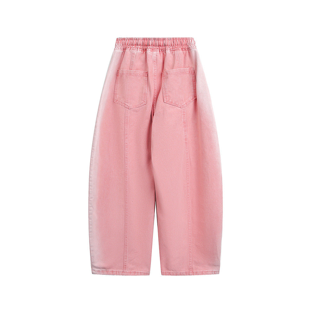 拼接撞色寬鬆牛仔褲