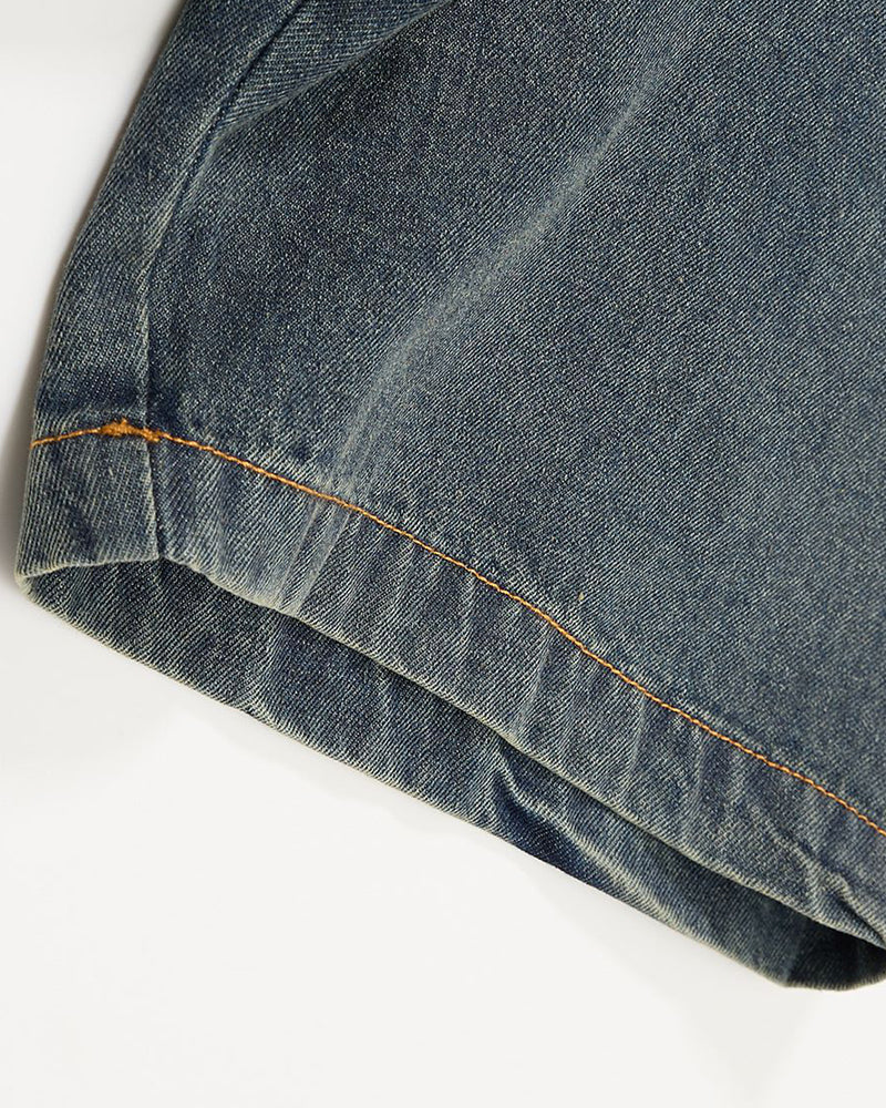 做舊水洗短袖襯衫