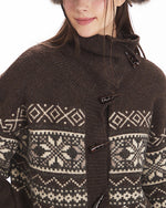 Horn button loose knitted jacket