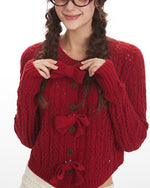 蝴蝶結長袖針織衫（女款）