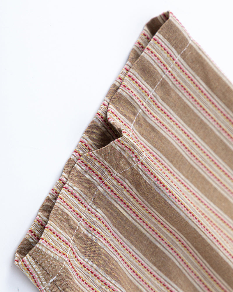 Vertical striped necklace short-sleeved shirt