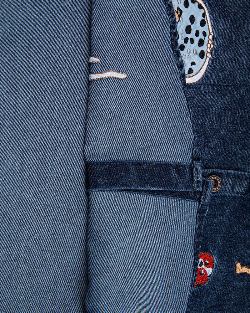 狗狗刺綉牛仔襯衫