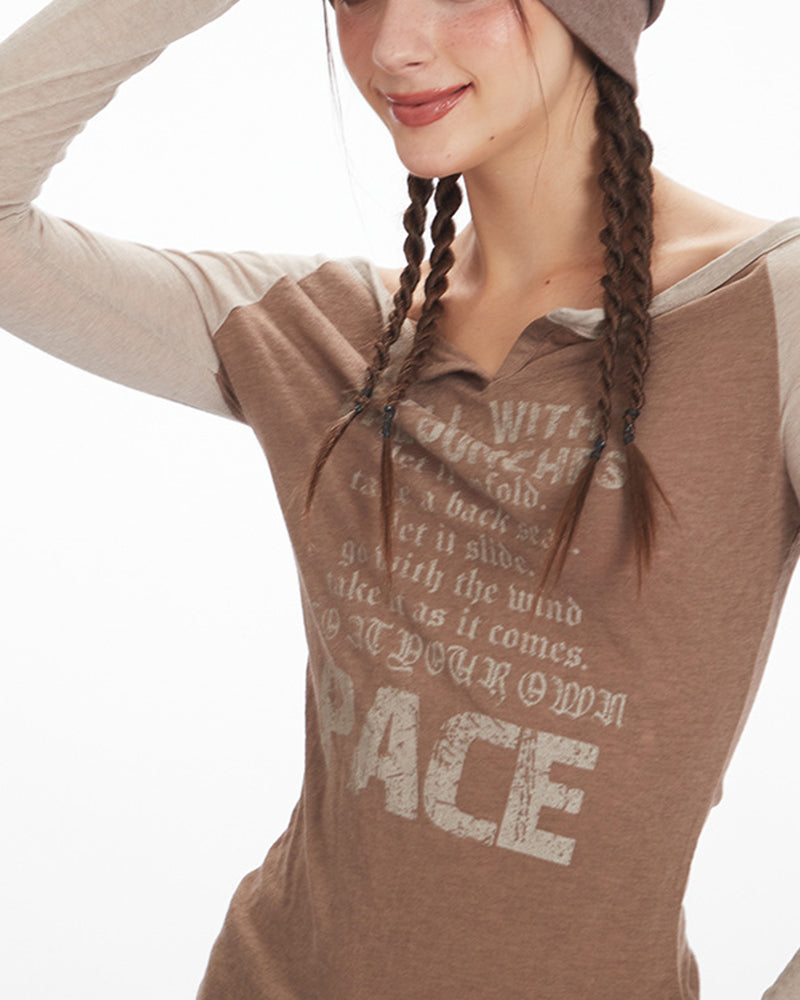 One-shoulder retro print long sleeve (women's)