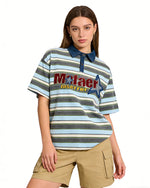 刺綉拼接休閑短袖