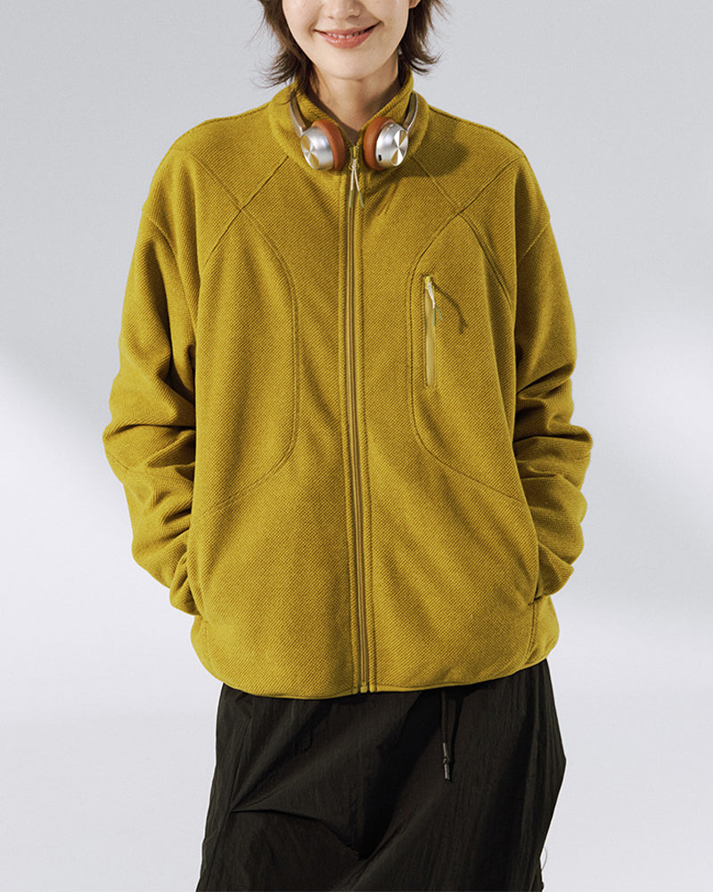 Stand Collar Zip-Up Sweatshirt Jacket
